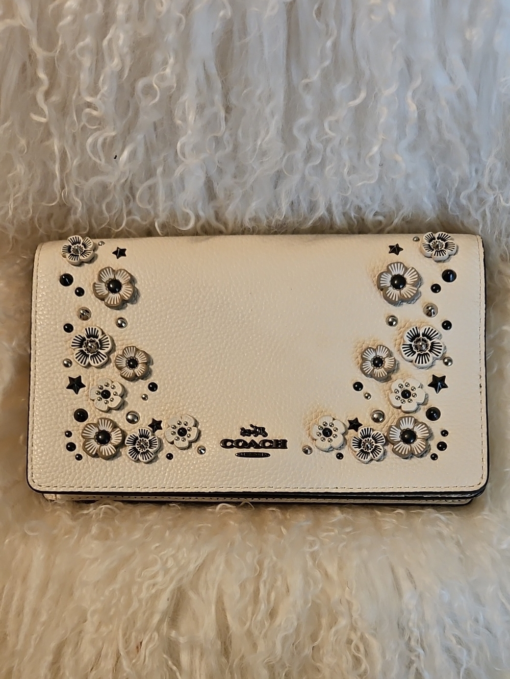Coach Tea Rose Studded Foldover Crossbody Bag